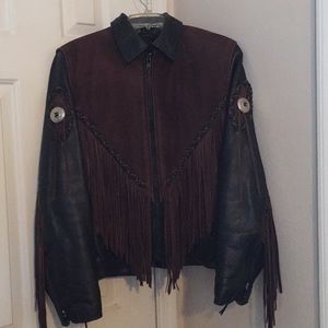 Leather fringe jacket